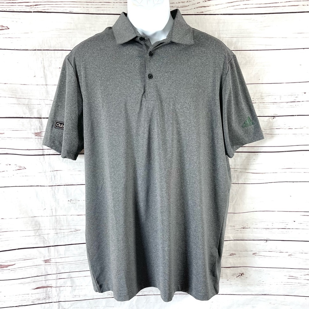 Adidas Golf Ultimate 365 Polo Shirt Mens L Gray Club Car Embroidered Logo.